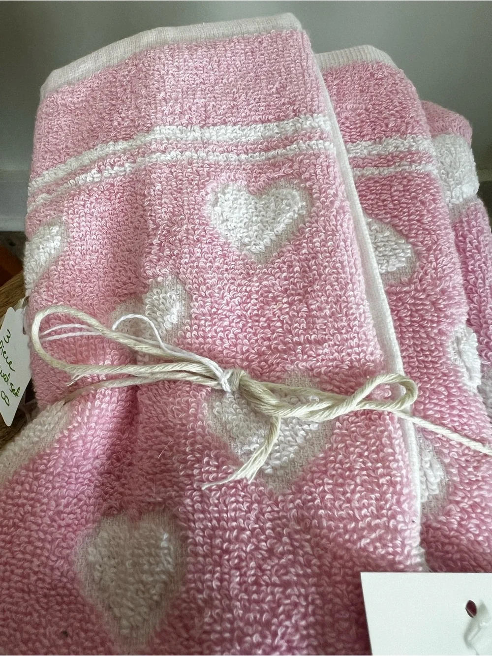 Casaba 100% Turkish Ringspun Cotton Pink Heart Towel Set 1-hand 2-wash towels